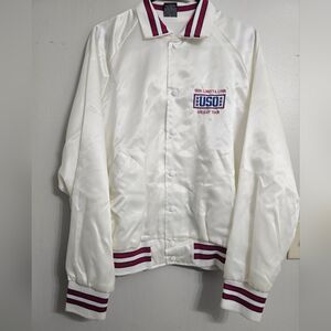 Satin Bomber Jacket,Aristo Jac by: Hilton, Loretta Lynn USO Holiday Tour Large